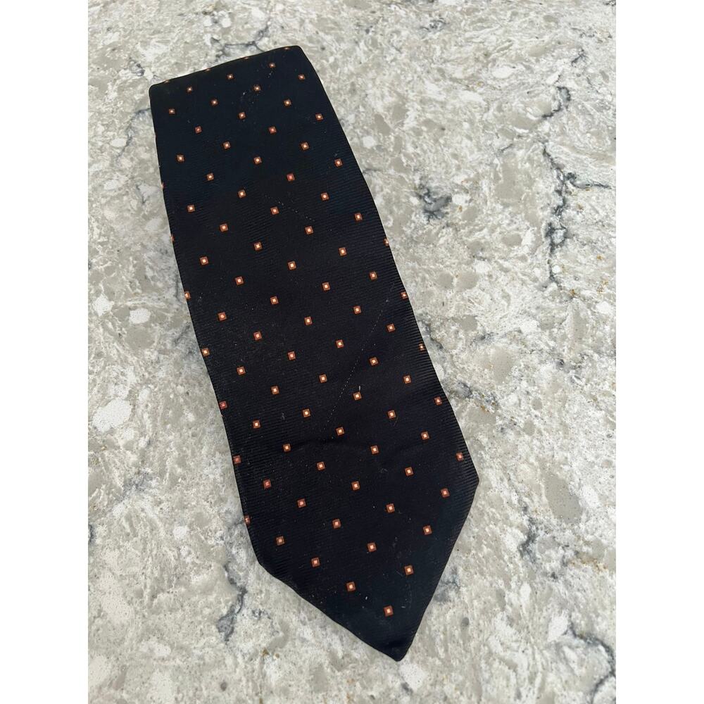 Luigi Borrelli Napoli Men’s Silk Neck Tie Made in Italy Black and Orange JP